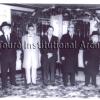 Attending the wedding of Rabbi Daniel Kirschblum in 1960 are (l. to r.): Rabbis Mordechai Kirschblum, Naftali Carlebach, Aron Burack, Bernard Lander, Joseph Soloveitchik, Harav Chaim Heller and Y.L. Kagan.  