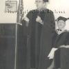 Speaking at a commencement, ca. 1960s.