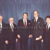 President Ronald Reagan with (l-r) Provost Solomon Simonson, Dr. Lander, Law School Dean John S. Bainbridge and Student Bar Association president Bruce K. Gould.