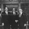 New Law School Dean Howard Glickstein is welcomed, 1986. Outgoing Dean John S. Bainbridge is at far right.